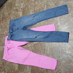 2 Pair Gap 1969 1 Slim Straight Blue Size 31r And 1 Pink 1969 Legging Jean 31r